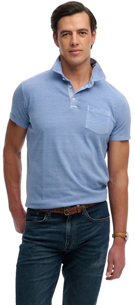 Superdry Klassieke katoen linnen Heren -Polo’s Blauw