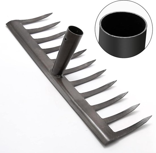 Harkop Vervanging - Tuin Hark - Bladeren Verzamelen - 11 Tandig Ontwerp - 39cm Breed - Metaal — afbeelding 3
