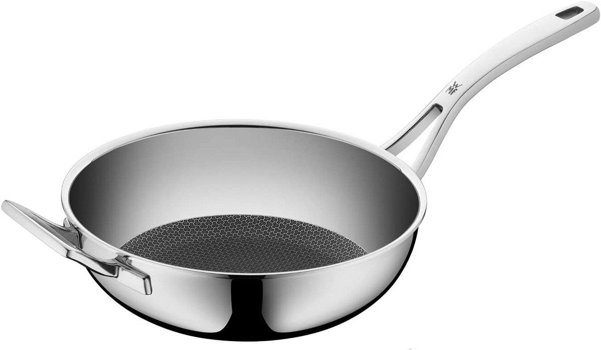 Wokpan Inductie - Roerbakpan - Aziatisch Koken - Honingraatstructuur - 28 cm - Roestvrij staal