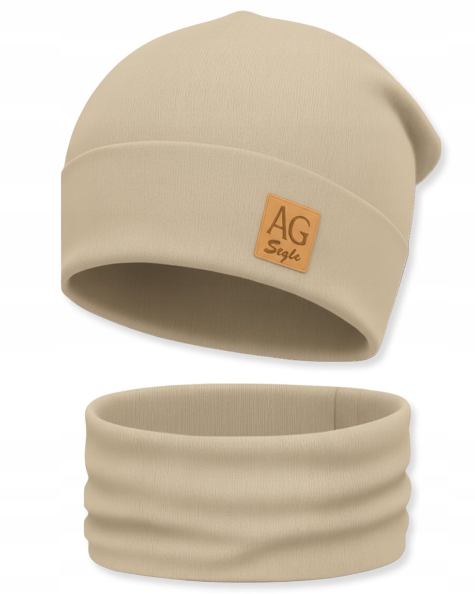Dartomik - Czapka en Sjaal Set - Unisex - Beige - Dubbelgelaagd