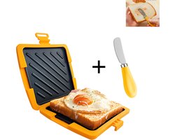 Magnetron sandwichmaker - Sandwichmaker - Bakplaat - sandwich maker - Panini maker - Broodrooster - Voeg een botermesje toe - Siliconen - Oranje