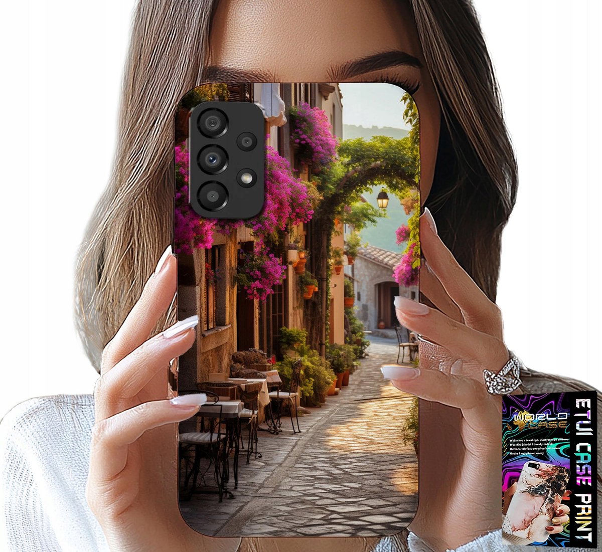 HOESJE VOOR SAMSUNG A52 / A52S - SCHILDERACHTIGE STRAAT MET EEN CAFÉ + GLAS