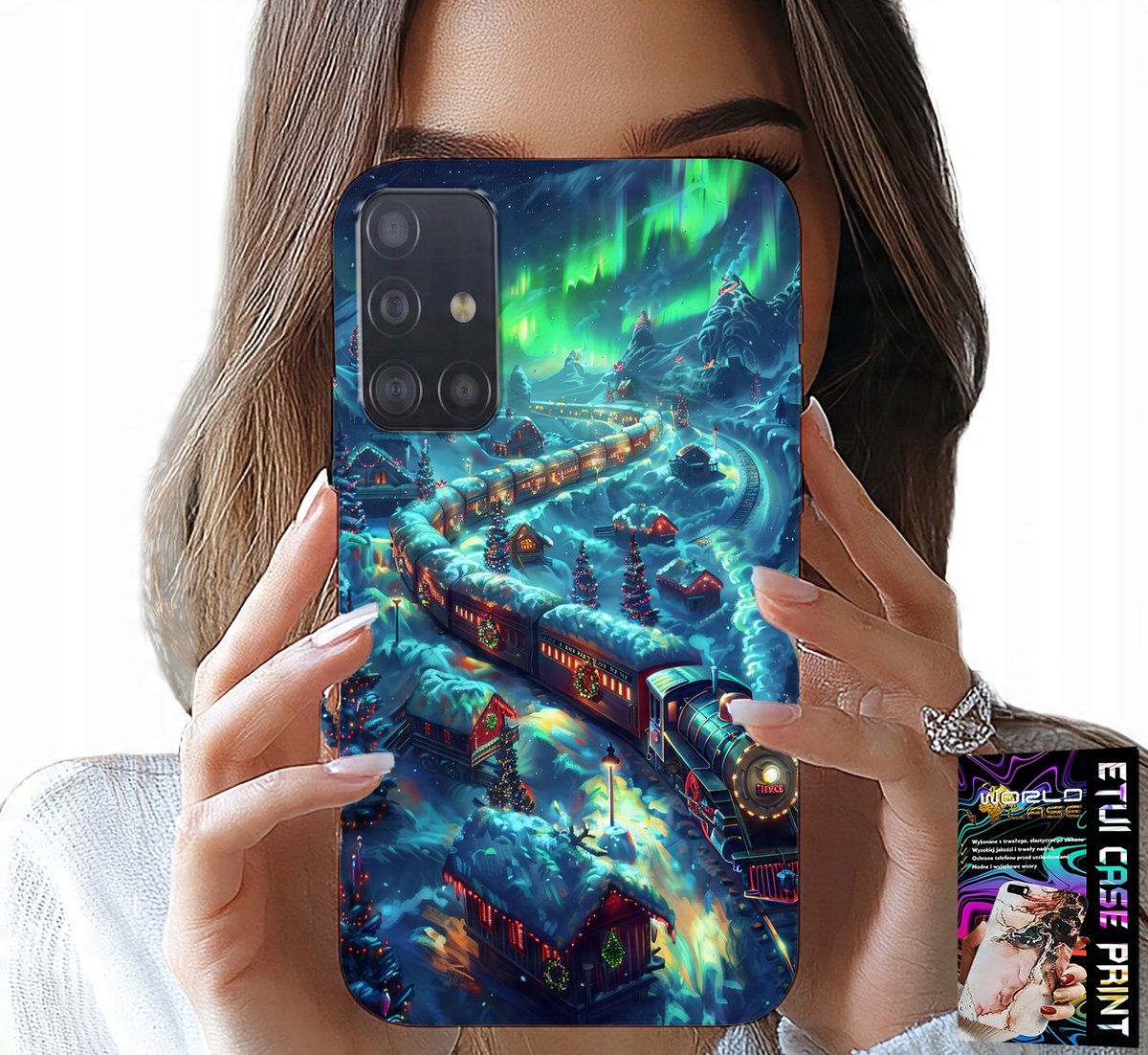 HOESJE VOOR SAMSUNG GALAXY A71 - TREIN, CHRISTMAS EXPRESS PATRONEN + GLAS