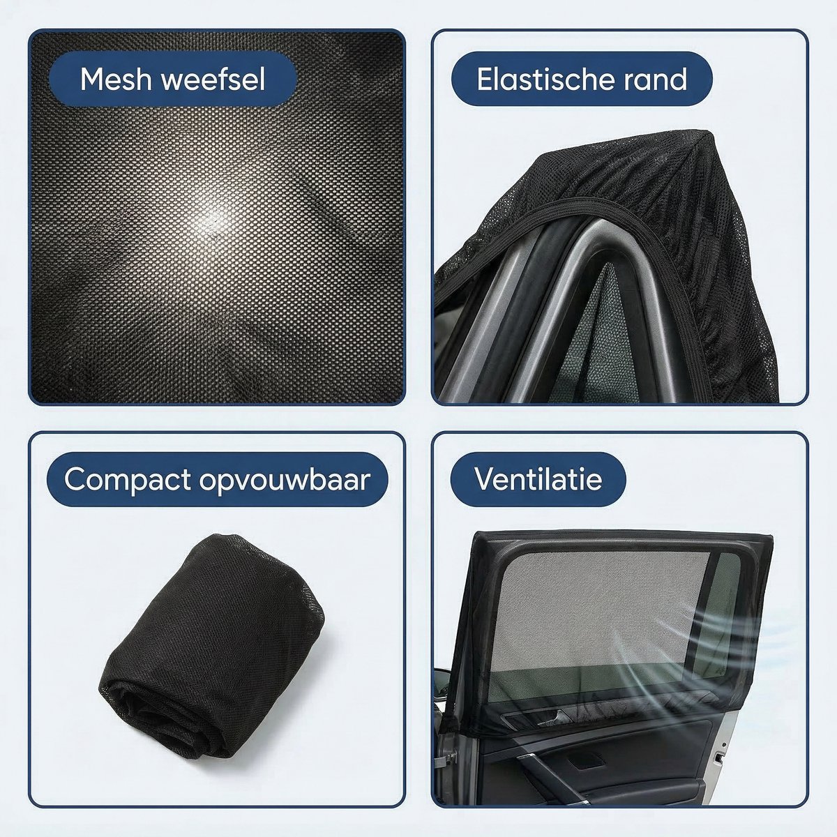 Lomera Zonnescherm Auto Set van 2 - Zonwering - Autozonwering voor Autoraam - Zijruit - Achterruit - UV Protectie - Raamscherm - Zonnegordijn - UV Bescherming - Auto Accessoires - Achterportier - Hittebescherming - Zonnewering — cadeau in Cadeau-ideeën - foto 4