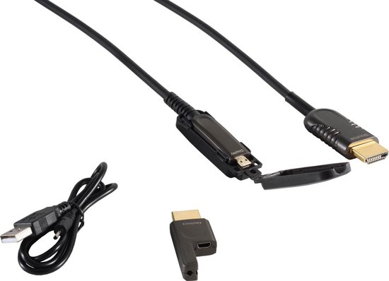 S-Impuls Actieve HDMI optical fiber kabel met smalle connector - versie 2.0 (4K 60Hz HDR) - 50 meter