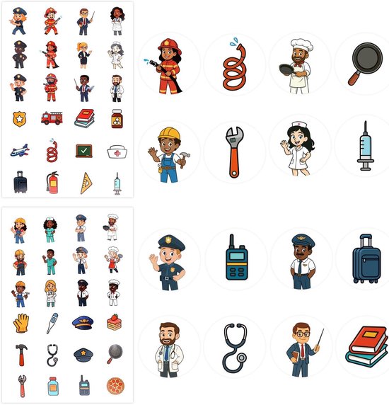 Foto: Noodhulp stickers beroepen stickers kinderen knutselen koper sticker materiaal 15 x 22 9 cm afgebeeld