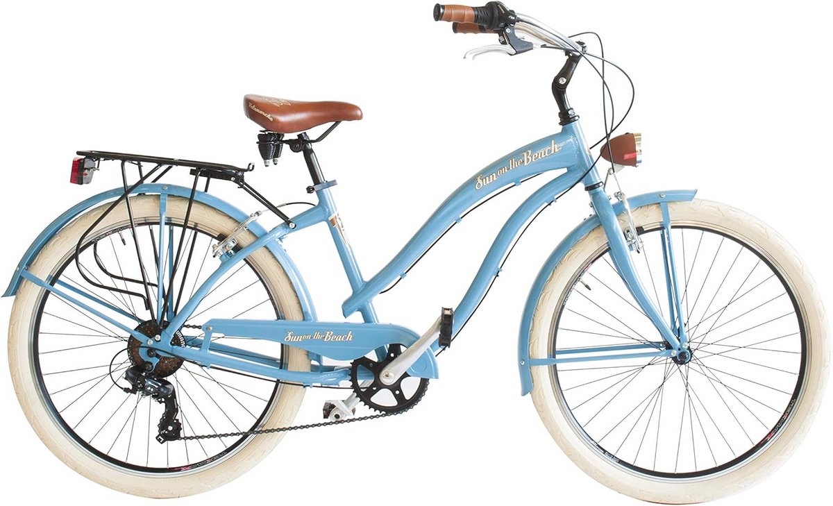 Cruiser Damesfiets 26 inch met 6 Versnellingen en Bagagetas