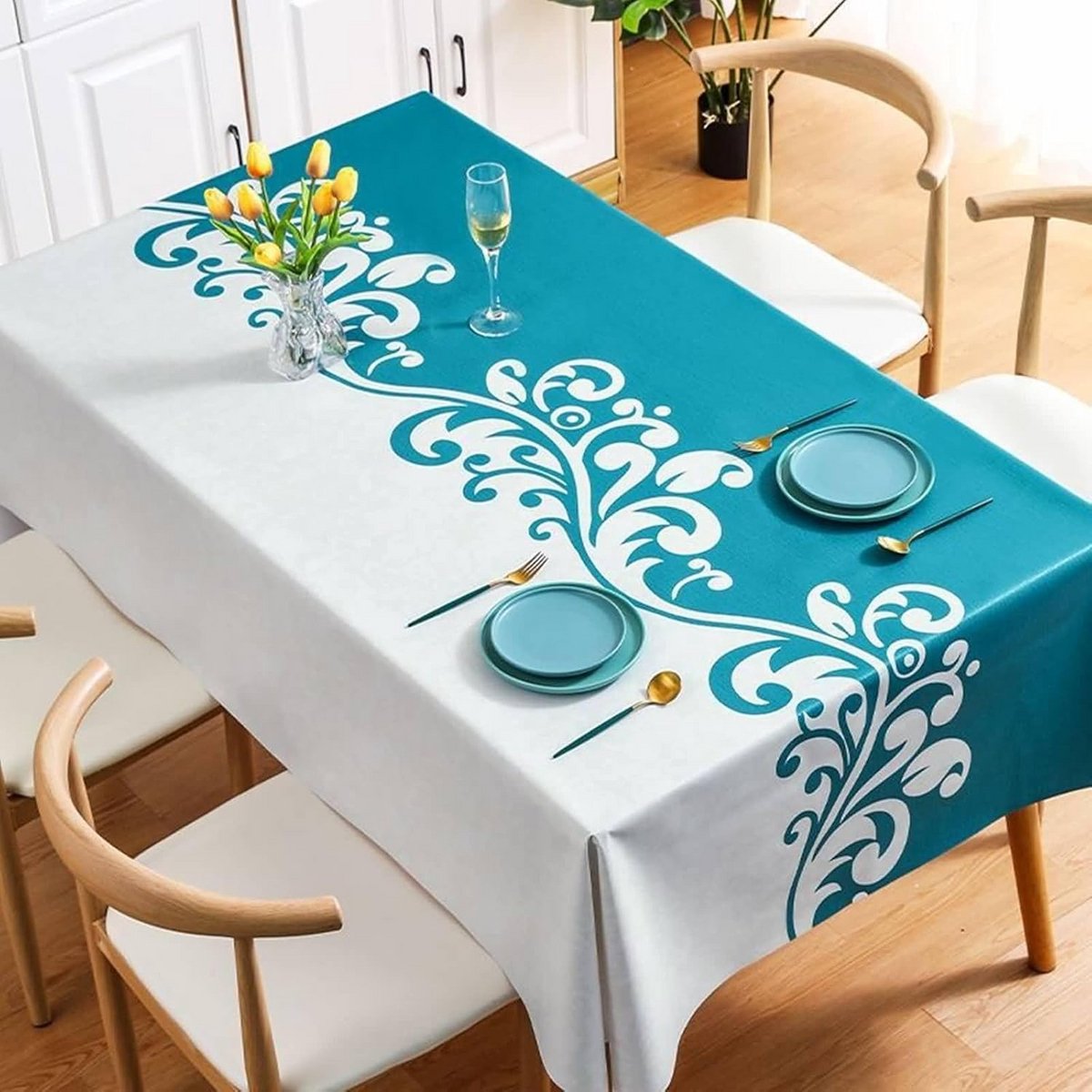 Rechthoekig Tafelkleed PVC 100x160cm met Wijnstok Patroon voor Eettafel