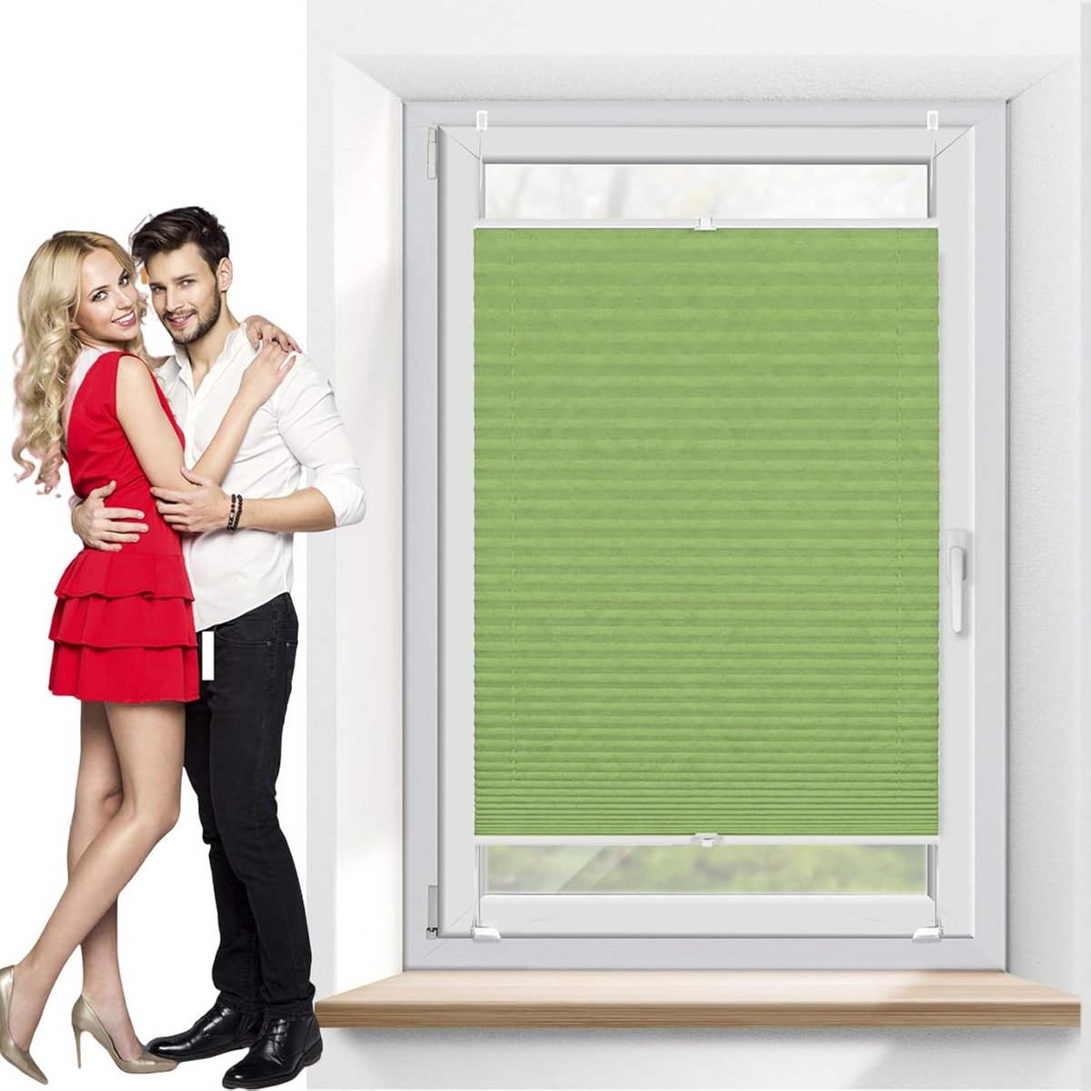 Lichtdoorlatend Plisségordijn zonder boren Klemfix voor Raam en Deur - 30x150 cm - Kreukel