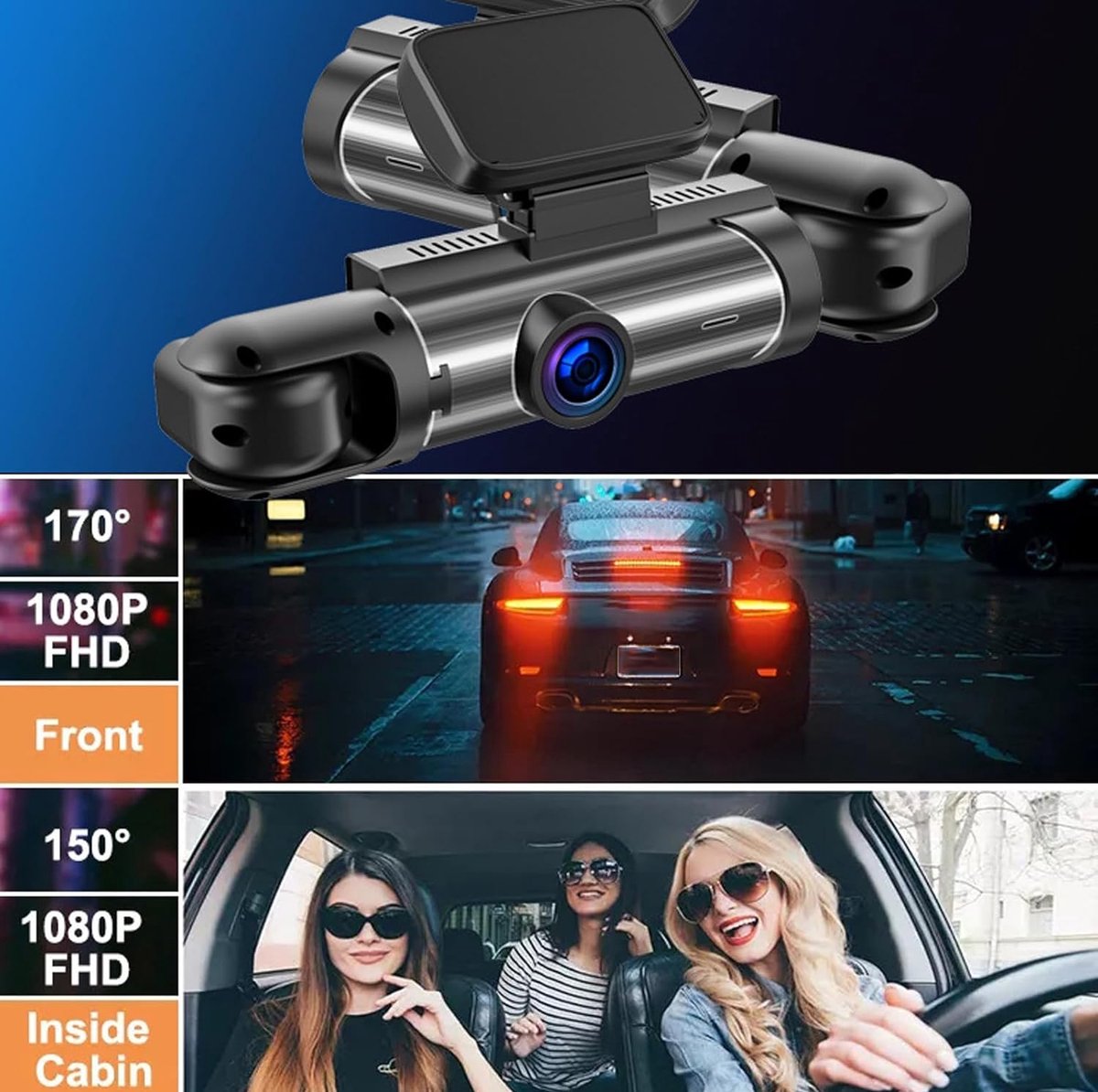 4K-dashcam met dubbele lens, groothoekcamera's aan de voor- en achterkant, ondersteunt 24-uurs parkeerbewaking, heeft een 3,16-inch scherm en een nachtzichtfunctie. Deze dashcam begeleidt u tijdens uw reis (32 GB). – foto 6