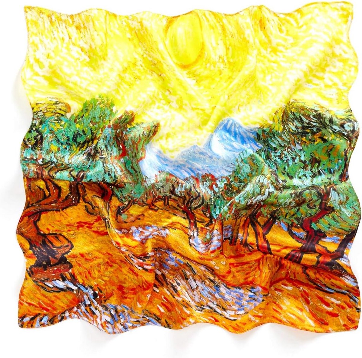 Lichte Zijden Bandana Sjaal 53x53cm met Kunstprints Lente Zomer Dames