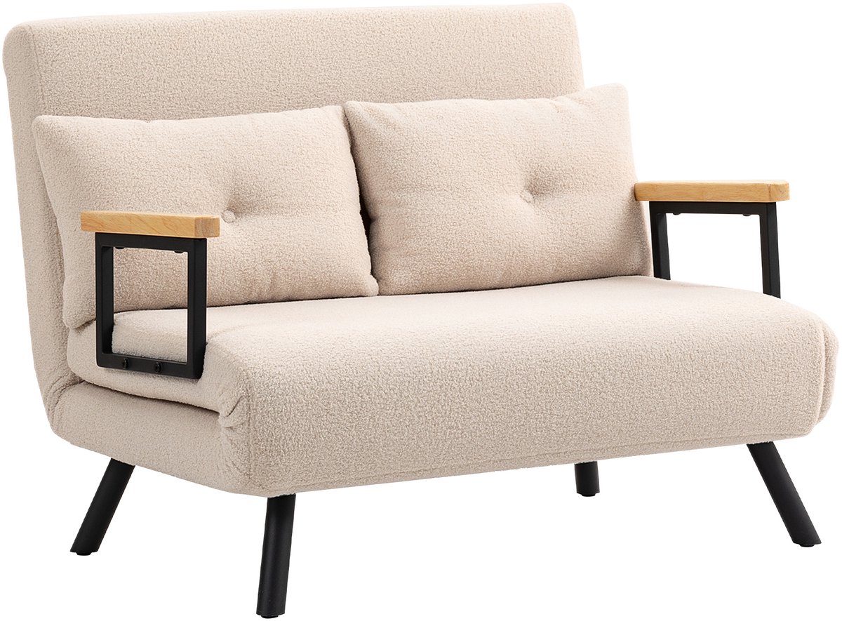 Homcom Slaapbank-Staal, Polyester-102L x 73B x 81H cm-Beige