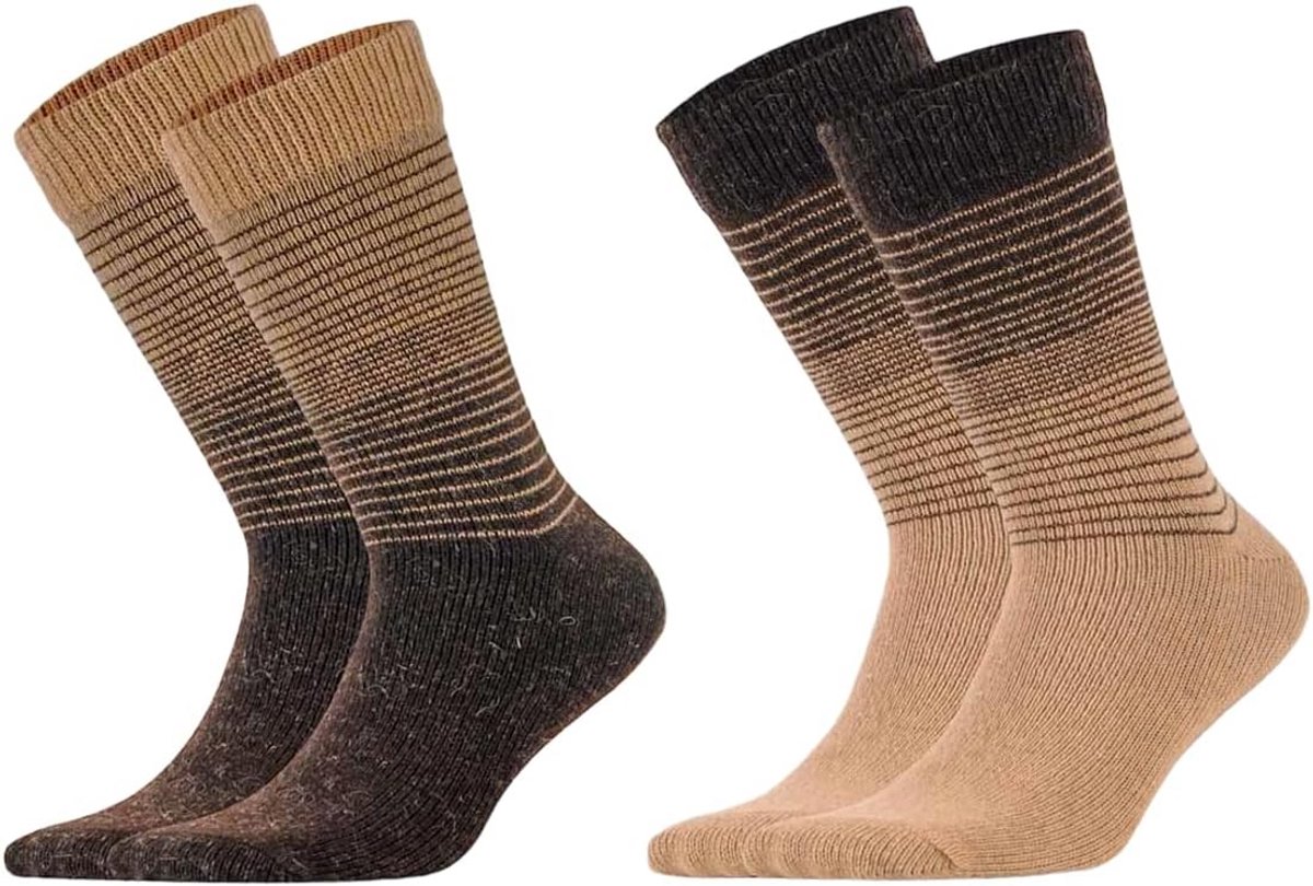2 paar luxe warme sokken van alpacawol - dik en thermisch voor winter en wandelen