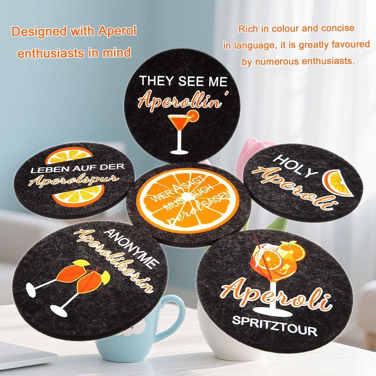 12x Vilt Onderzetters Set - Serveerglazen Bescherming voor Thuis & Horeca