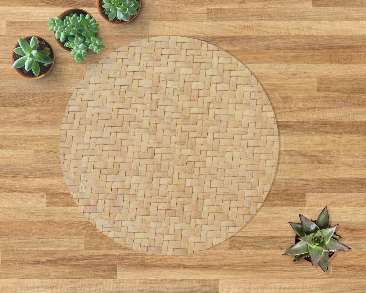 Coloray Vloerbeschermer - Rotanpatroon Stoel Mat - 100x100 cm - Bruin Bureau Stoel Mat - Vloerbeschermer PVC - PVC Vloerbeschermer - Ronde Mat - Texturen Thema