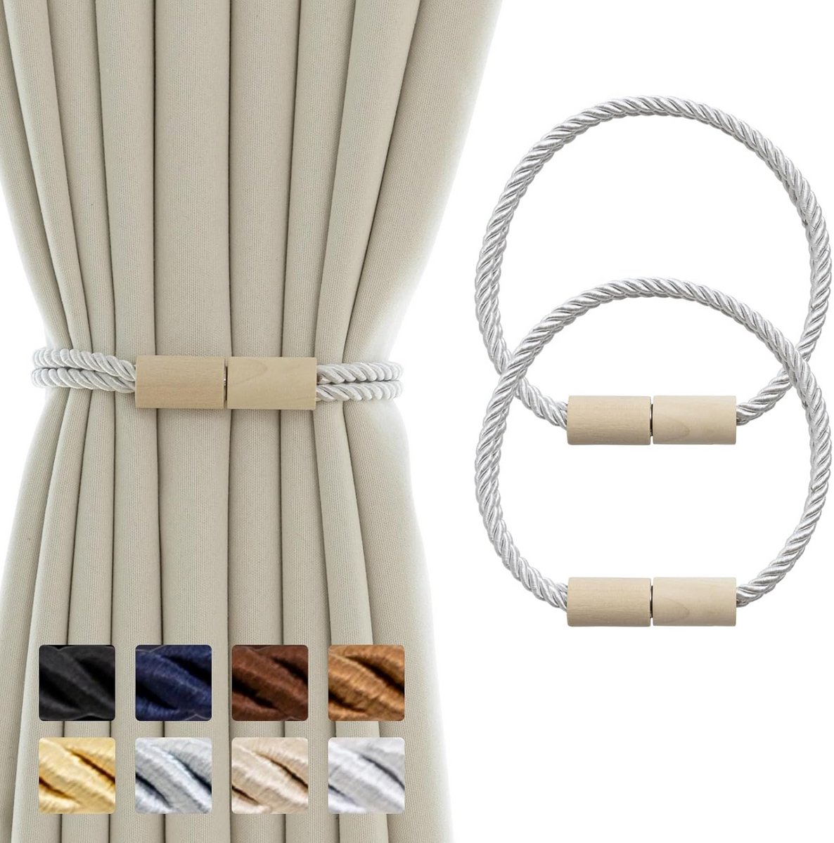 Magnetische Gordijnbinders Boho Stijl Hout - Decoratieve Gordijnophangsystemen