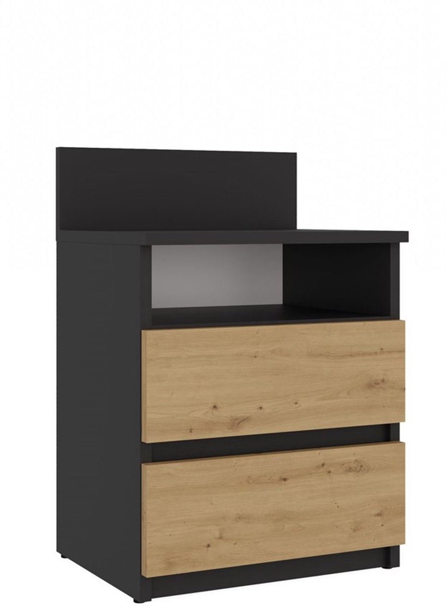 TOP E SHOP Malwa M1 - Nachtkastje - 2 lades - Antraciet/Eik Artisan - Modern design Oak