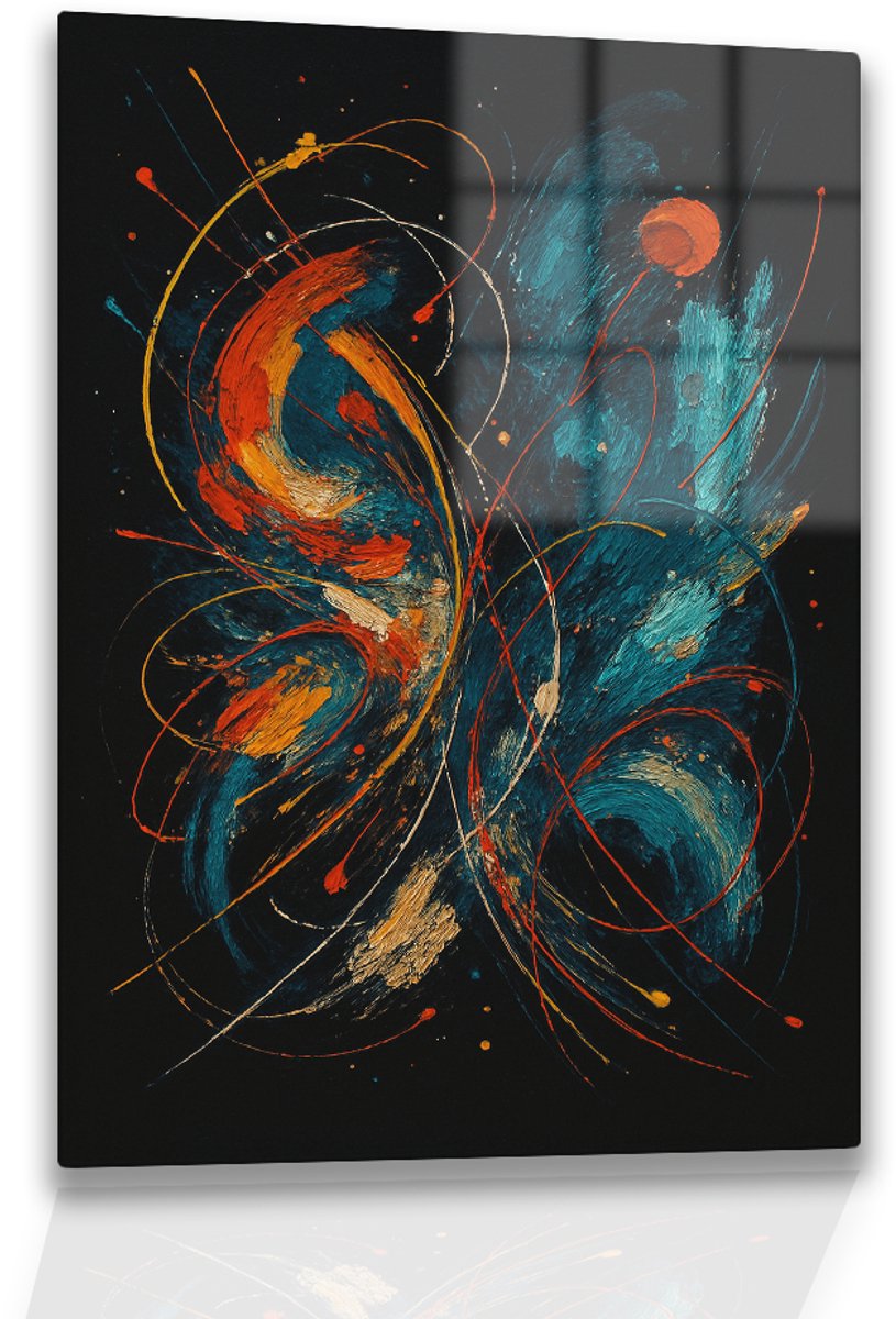 Kleurvlammen - Wandkunst - Muurkunst - Glasschilderij - 80x120 cm