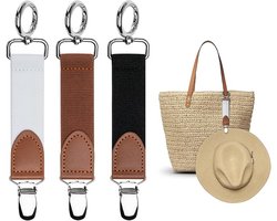 Daity Set van 3 reishoedclips - geschikt voor handtassen - rugzakken en koffers; elastische hoedclips; outdoor reisaccessoire voor dames (meerdere kleuren).