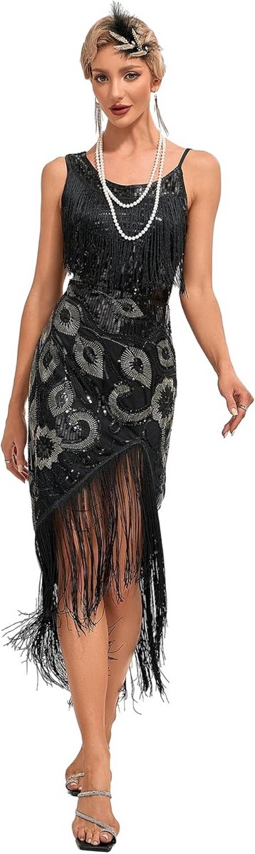 Flapper Jurk Dames Jaren 20 Stijl met Franjes en Pailletten voor Feest en Dans