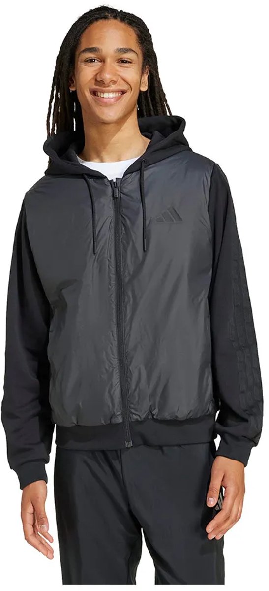 Adidas Essentials Climawarm 3 Stripes Insulated Hybrid Jas M Man Zwart