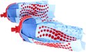 Twee Vileda SuperMocio 3Action mop navullingen, blauw met rode stippen.