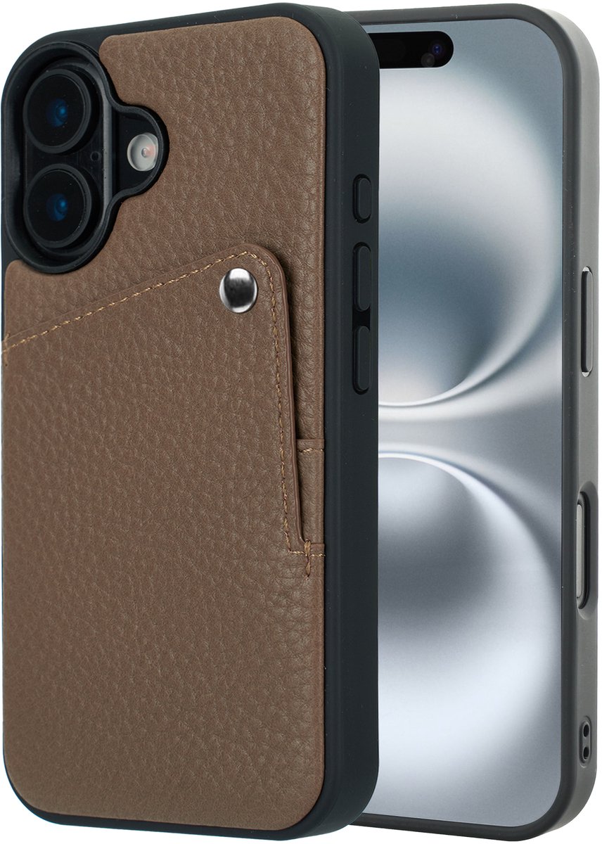 Selencia Hoesje - Geschikt voor Apple iPhone 16 - Backcover met Pashouder - Mocha Brown