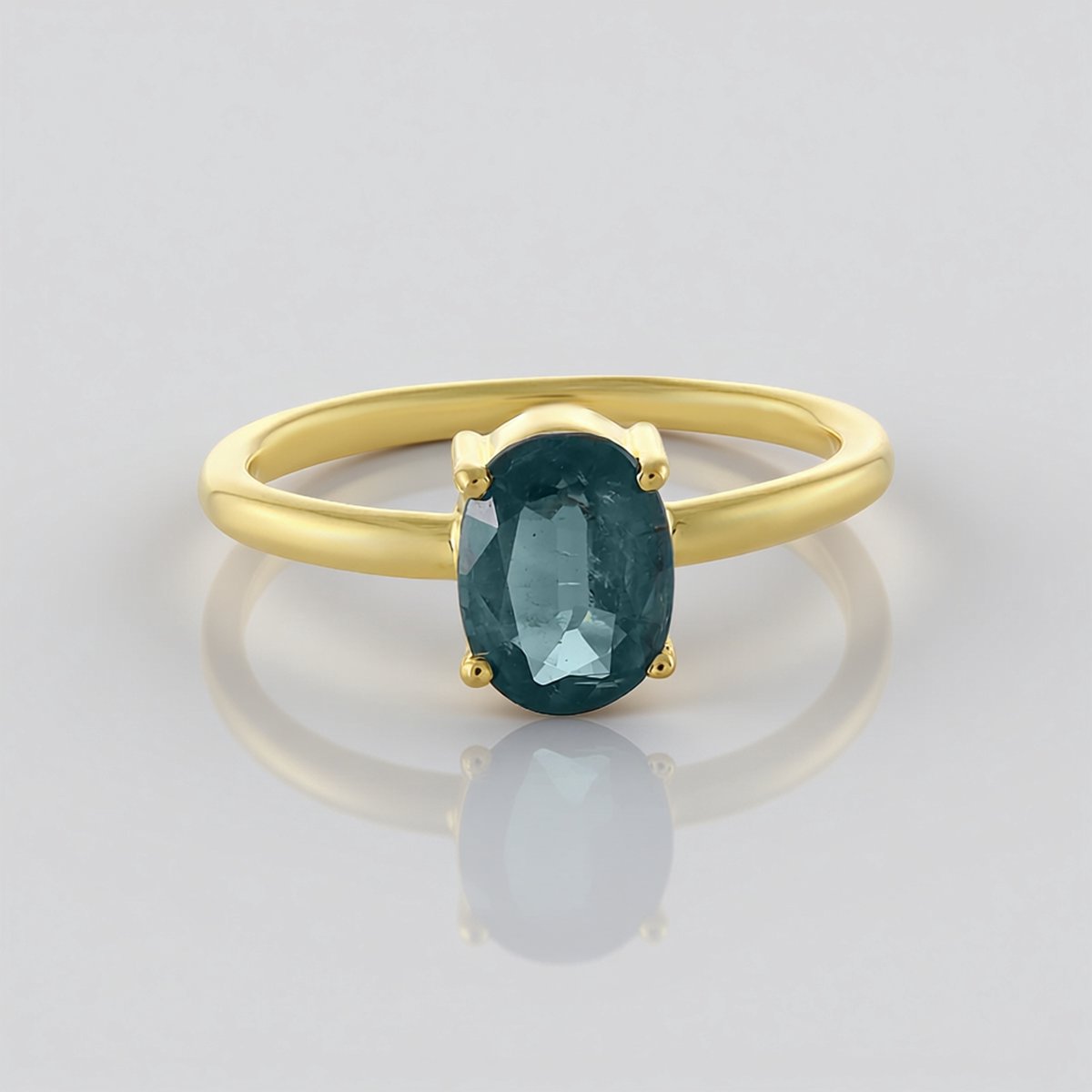 Cavill - 925 Sterling Zilver Dubbel Verguld - Petrol Kyaniet 1,48 ct - Ovaal geslepen Edelsteen - Elegante Damesring