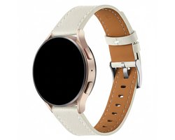 Leren bandje - geschikt voor Garmin Vivoactive 4 / Venu 3 / Venu 2 / Forerunner 255 / Forerunner 265 / 570 (47mm) en Polar Vantage M / M2 / V3 / Grit X (Pro) - gesp - beige