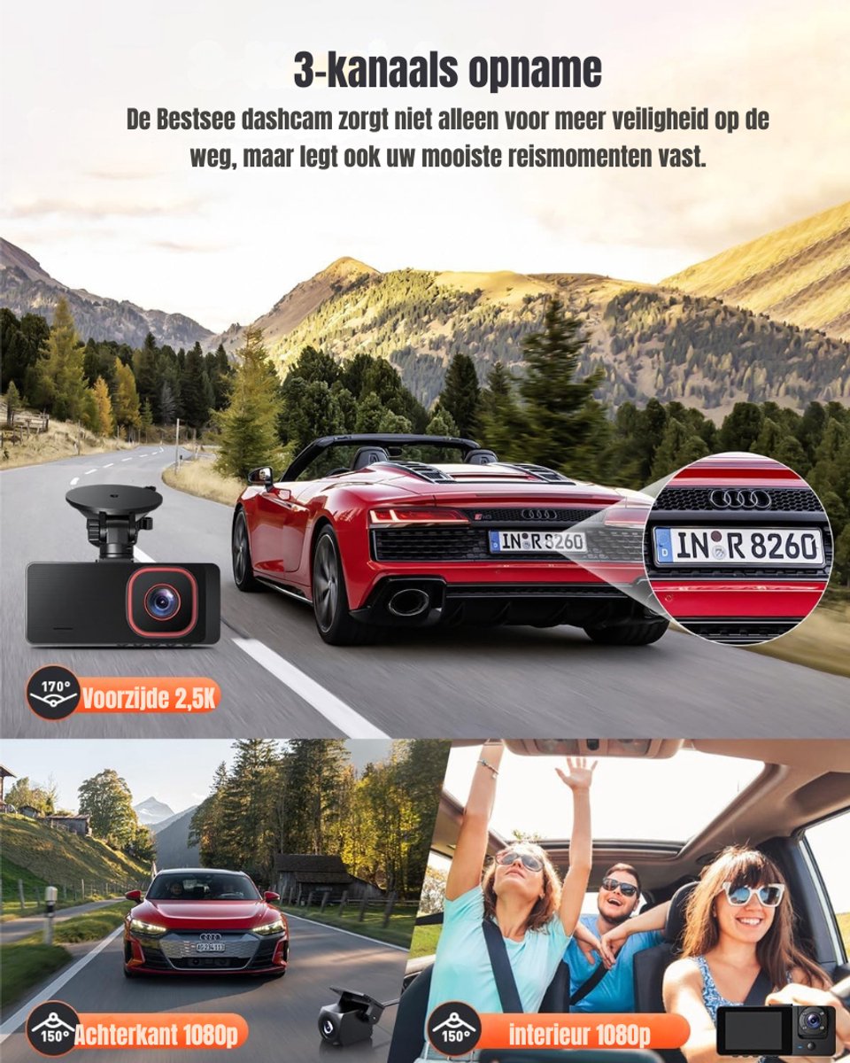 MIRA® Dual Dashcam - Voor en Achter Camera – Auto Camera Met Nachtzicht – Zwart - 2cm x 11cm x 5cm – foto 6