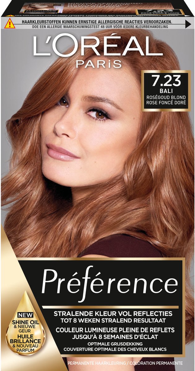 Bol.com L'Oréal Paris Préférence Classic Rose Goudblond 7.23 - Permanente Haarkleuring aanbieding