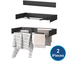 Wasophoogte® Wanddroogrek - Wandmontage Droogrek - Inklapbaar - Muurdroogrek - Wasrek hangend - 80cm - 4m Drooglengte - 2 STUKS