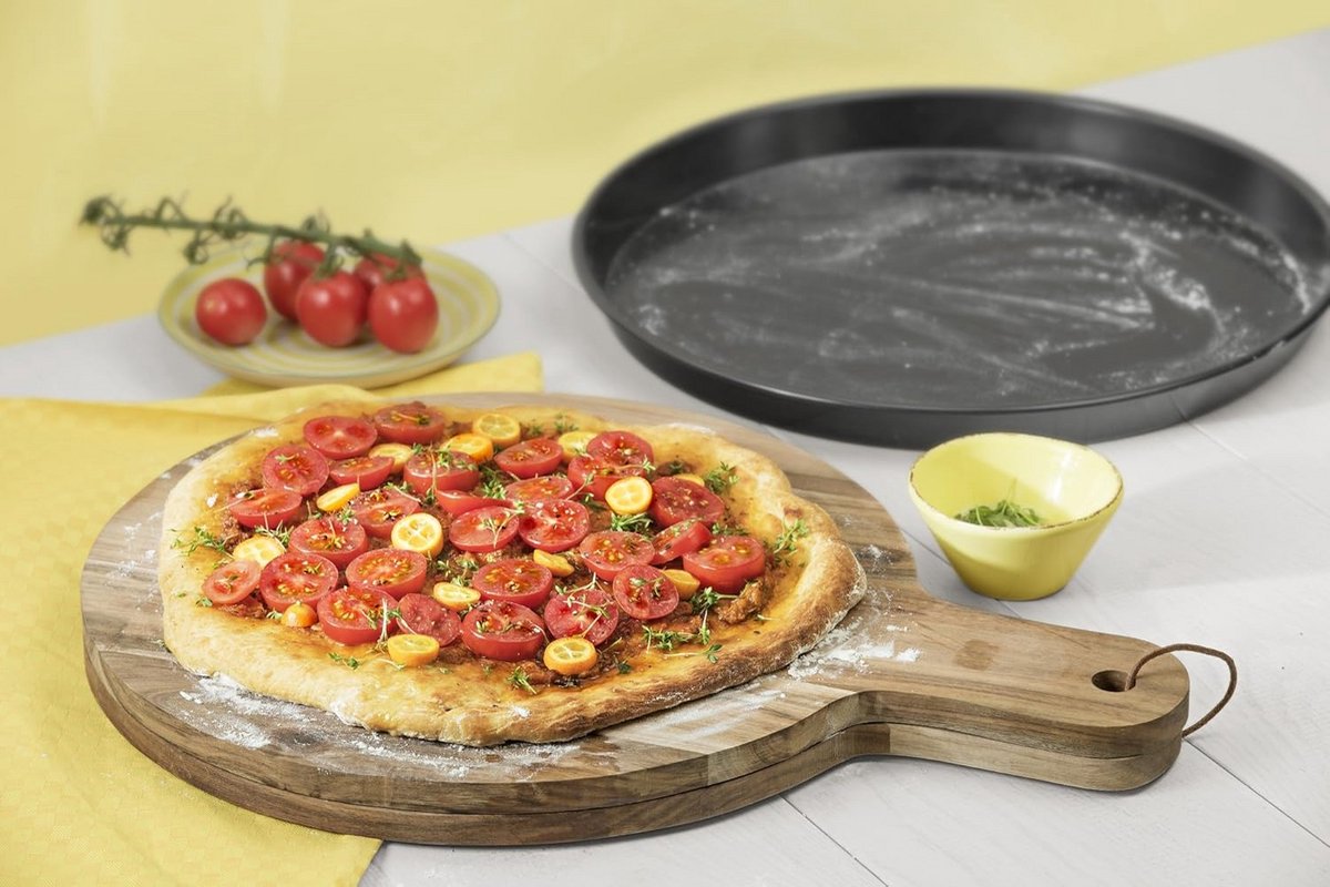 Ronde bak- en pizzaplaat 32 cm met anti-aanbaklaag voor perfect bakken