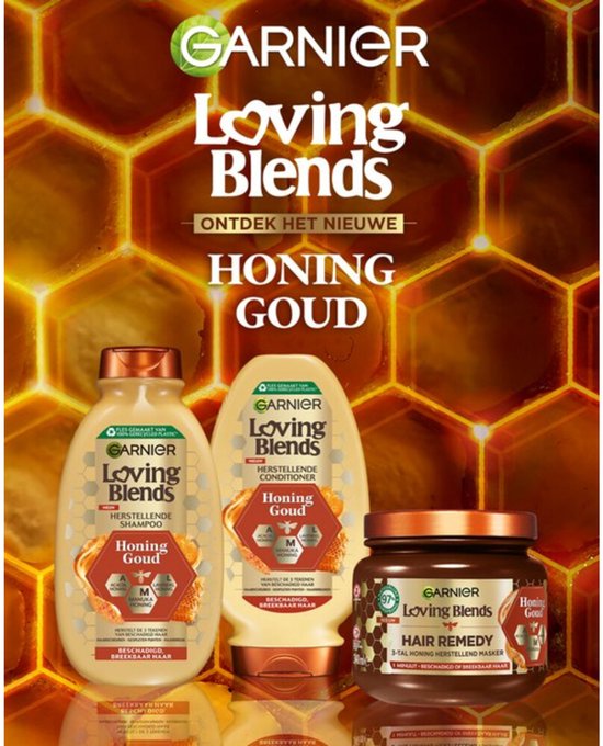 Garnier Loving Blends Honing Goud Hair Remedy Haarmasker - Herstellend Masker Voor Beschadigd, Breekbaar Haar - 340ml