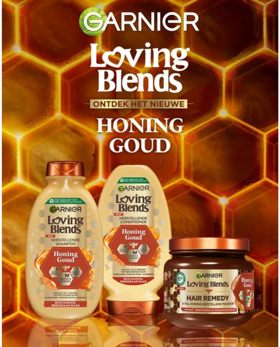 Bol.com Garnier Loving Blends Honing Goud Hair Remedy Haarmasker - Herstellend Masker Voor Beschadigd, Breekbaar Haar - 340ml aanbieding