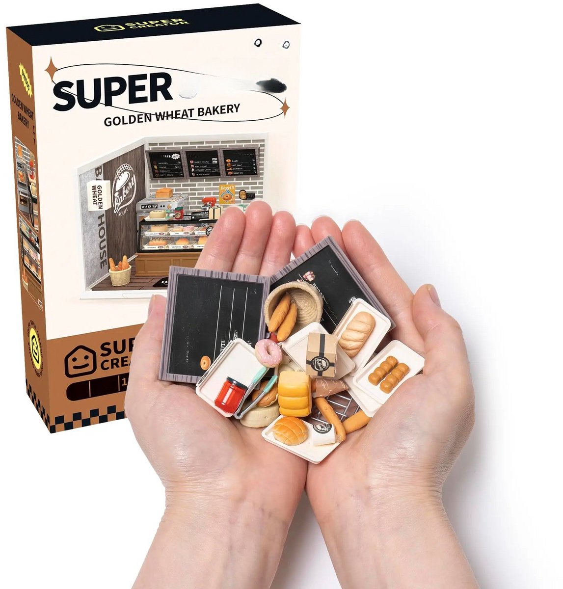 Robotime, DIY Huisje Super Store Golden Wheat Bakery, DW005, 16,3x16,3x15,2cm