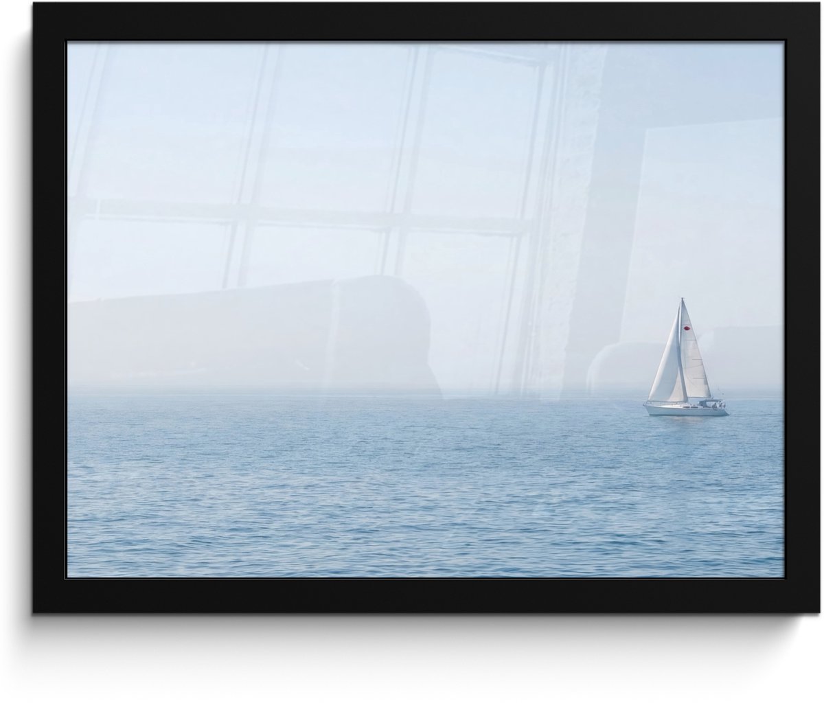 FrameYourWall Poster in lijst - Fotolijst 40x30 cm - Posters - Horizon - Zeilboot - Zee - Posterlijst zwart - Decoratie - Wanddecoratie woonkamer - Muurdecoratie slaapkamer
