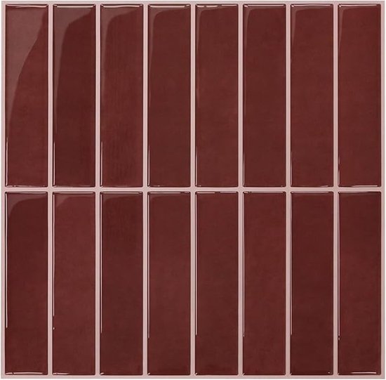 Zelfklevende wandtegels retro rood, 10 stuks, 30,5x30,5 cm, 3D-look, eenvoudig te plaatsen