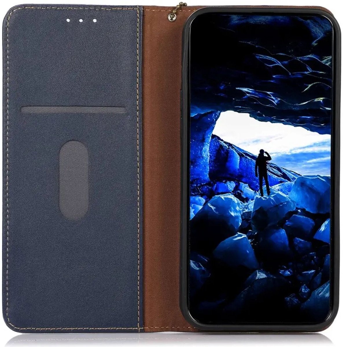 KHAZNEH Xiaomi 14 Hoesje Retro Wallet Book Case Blauw