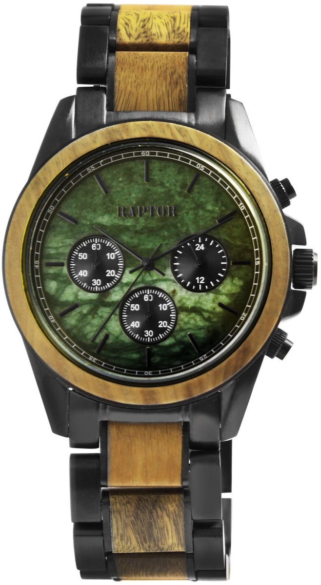 Raptor Herenhorloge van roestvrij staal Chiko Raptor heren chronograaf "Chiko" gemaakt van roestvrij staal en hout