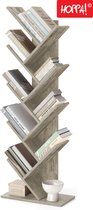 Hoppa! Vintage Boekenkast - Boekenplanken - Opbergruimte Voor Boeken - Greige - Hout - 50x25x141 cm (BxDxH)