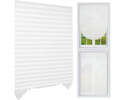 Plisségordijn zonder boren - zelfklevend en op maat te knippen raamgordijn - semi-verduisterend - wit - 60 x 150 cm - non-woven voor raam en