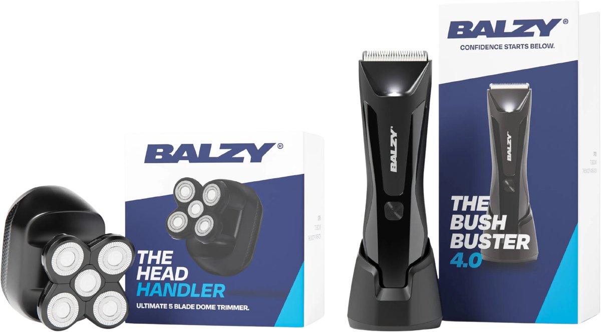 BALZY - Head & Balls bundel - Scheerapparaat hoofd - Bodytrimmer - Tondeuse