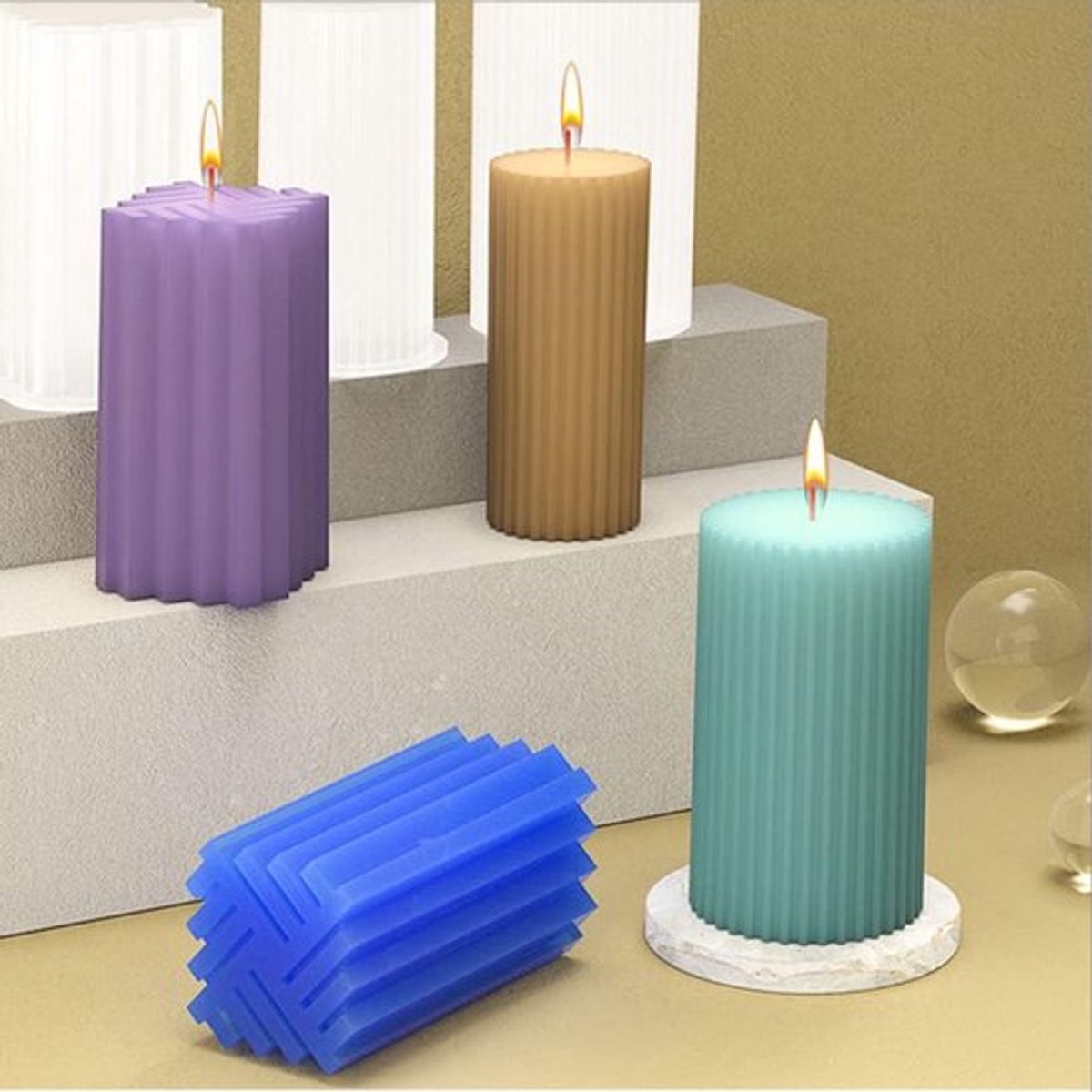 Candala Stuks Siliconen - 6 stuks - Stuks - Siliconen - Kaarsvormkit
