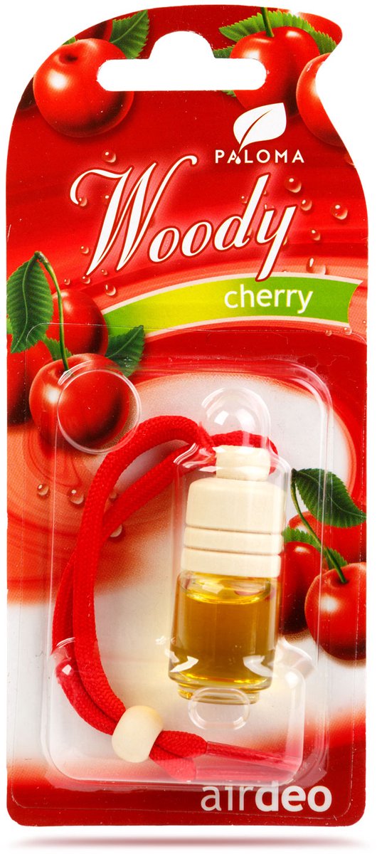 Auto Luchtverfrisser Woody Cherry – Houten Geurhanger met Kersengeur – 4 ml – Werkt tot 1 Maand – Langdurige Parfumgeur voor Auto Interieur 1 Stuks [P09569]