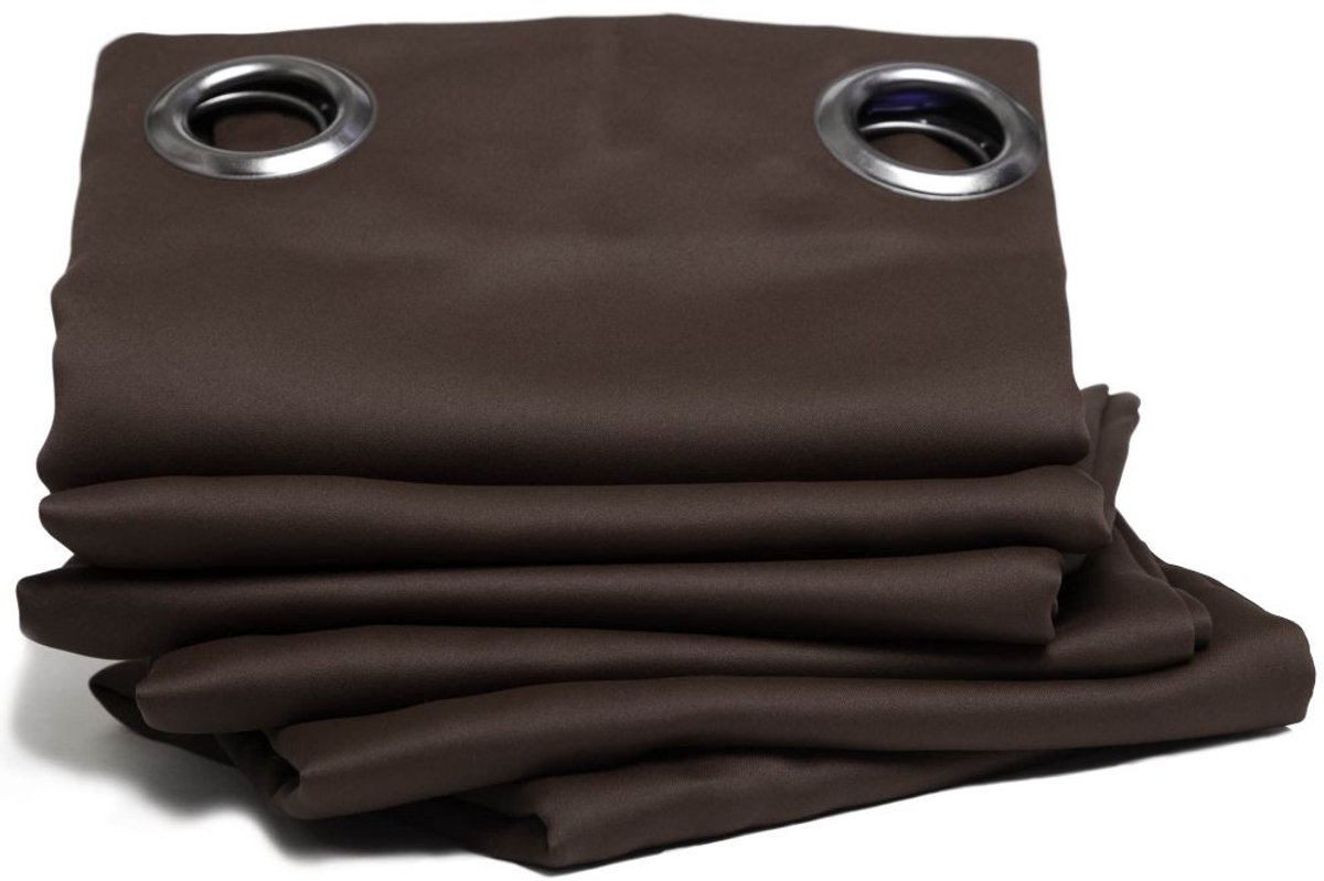 MOONDREAM ThermActiv® 2in1 Winter+Zomer Thermisch Gordijn | Anti-Koude en Anti-Warmte Isolatie | Verduisterend | Gepatenteerde Technologie | EU-fabricaat | Oogjes | Bruin MC610 | 140B x 260L cm