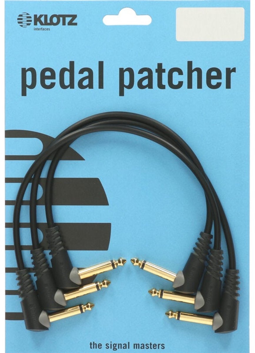 Klotz PP-AJJ0060 patchkabel 60 cm ongebalanceerd haaks 6.35mm (set van 3)