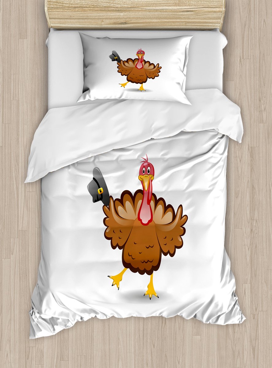 ABAKUHAUS Turkije Dekbedovertrekset voor eenpersoonsbedden, met leuke cartoonfiguren, inclusief kussensloop, 130 x 200 cm