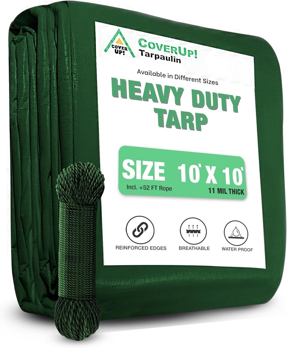 Waterdicht Afdekzeil 3 x 3 m Groen 120 g/m² – UV-bestendig en Heavy Duty voor Tuin en Camping