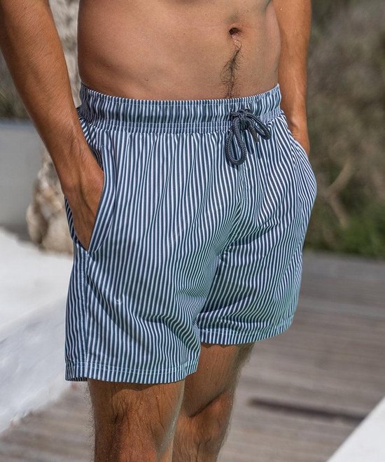 SEA'SONS - Zwembroek Heren - Kleurveranderend - Gestreept - Donker Grijs Blauw - Maat L